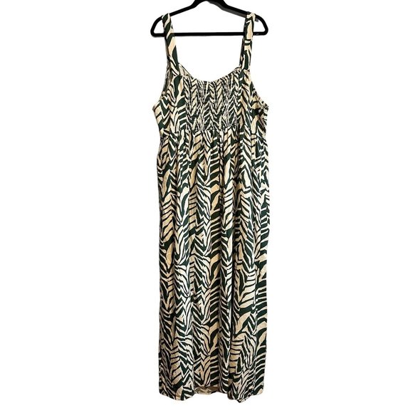 Eloquii Elements Tie Front Linen Blend Animal Print Maxi Dress Size 20 - Picture 8 of 11